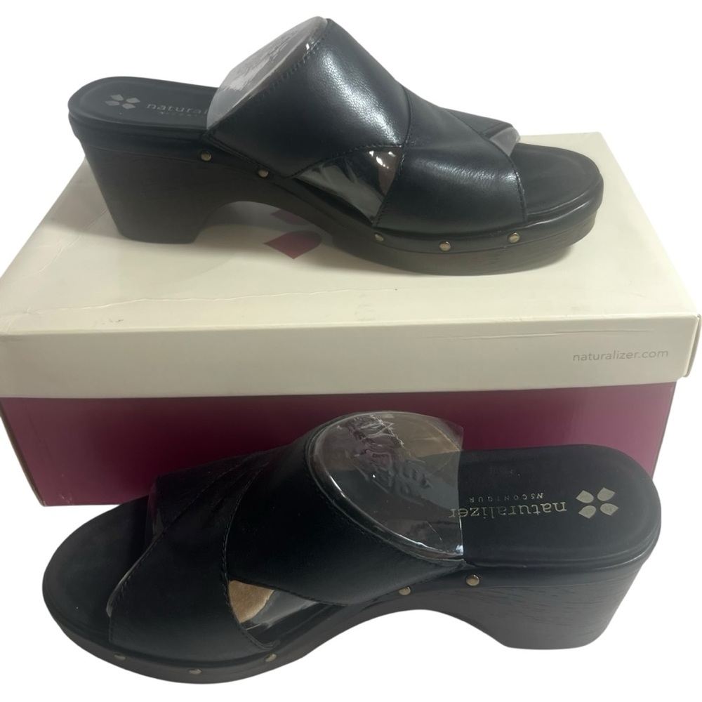 Naturalizer Black Leather Sandals NIB Size 7.5  7 1/2 Galant comfortable stuffs